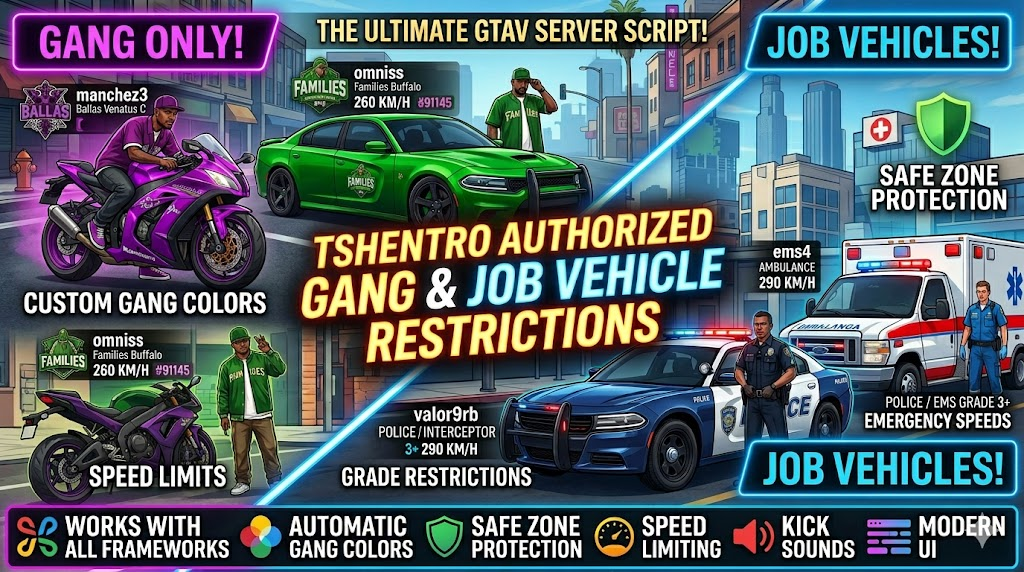 Tshentro Authorized Gang & Job Vehicle Restrictions
