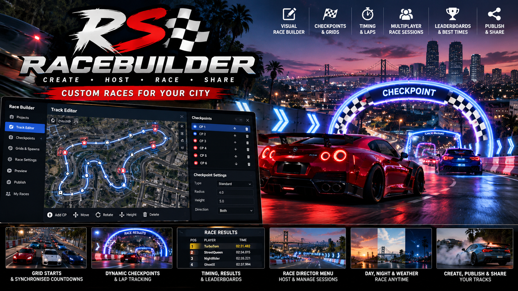 RS RaceBuilder multiplayer racing system world builder, create scenes and more.