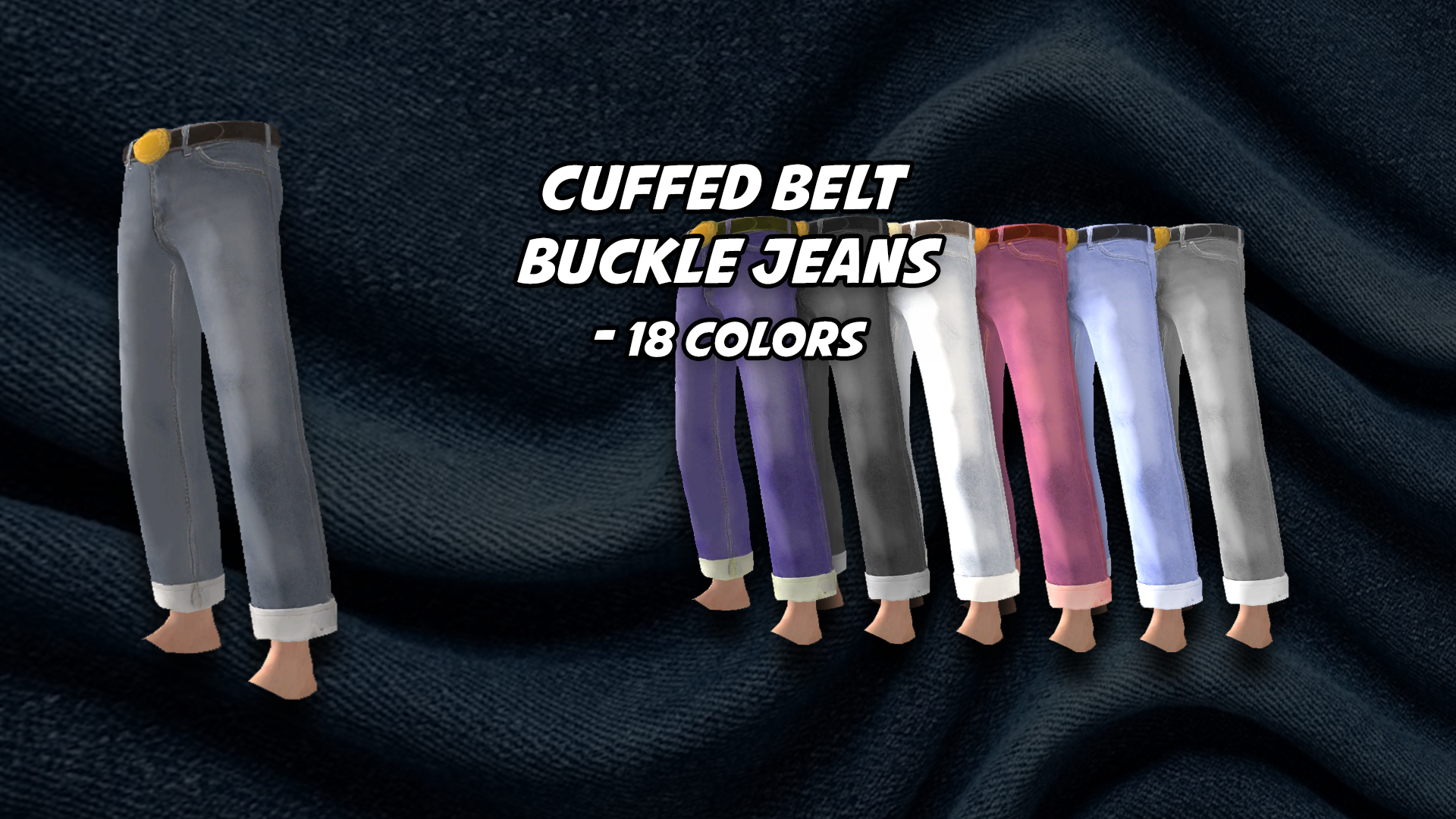 Male Cuffed Belt Buckle Jeans