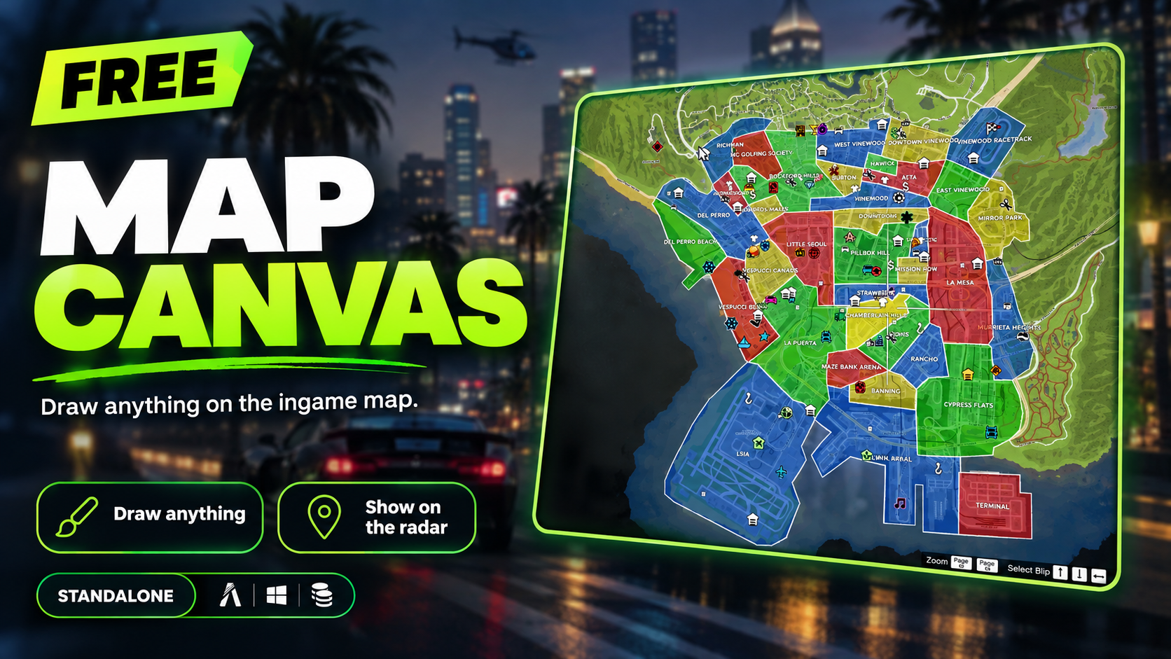 MAP CANVAS [FREE] — FiveM script by MJ STUDIO