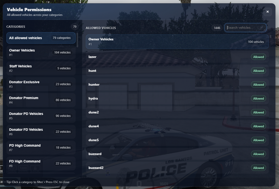 Vehicle Perms