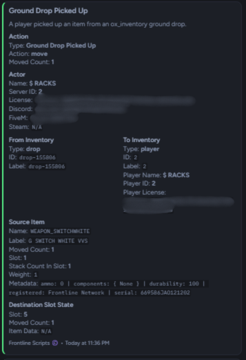 OX Inventory Logs [Standalone]
