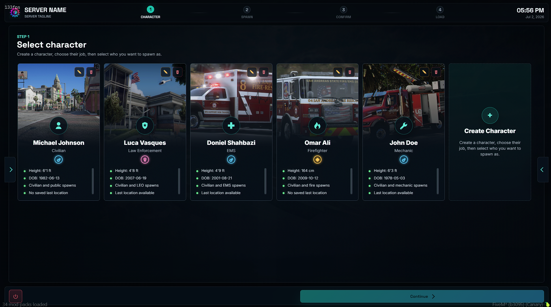 Spawn & Character Selector V2