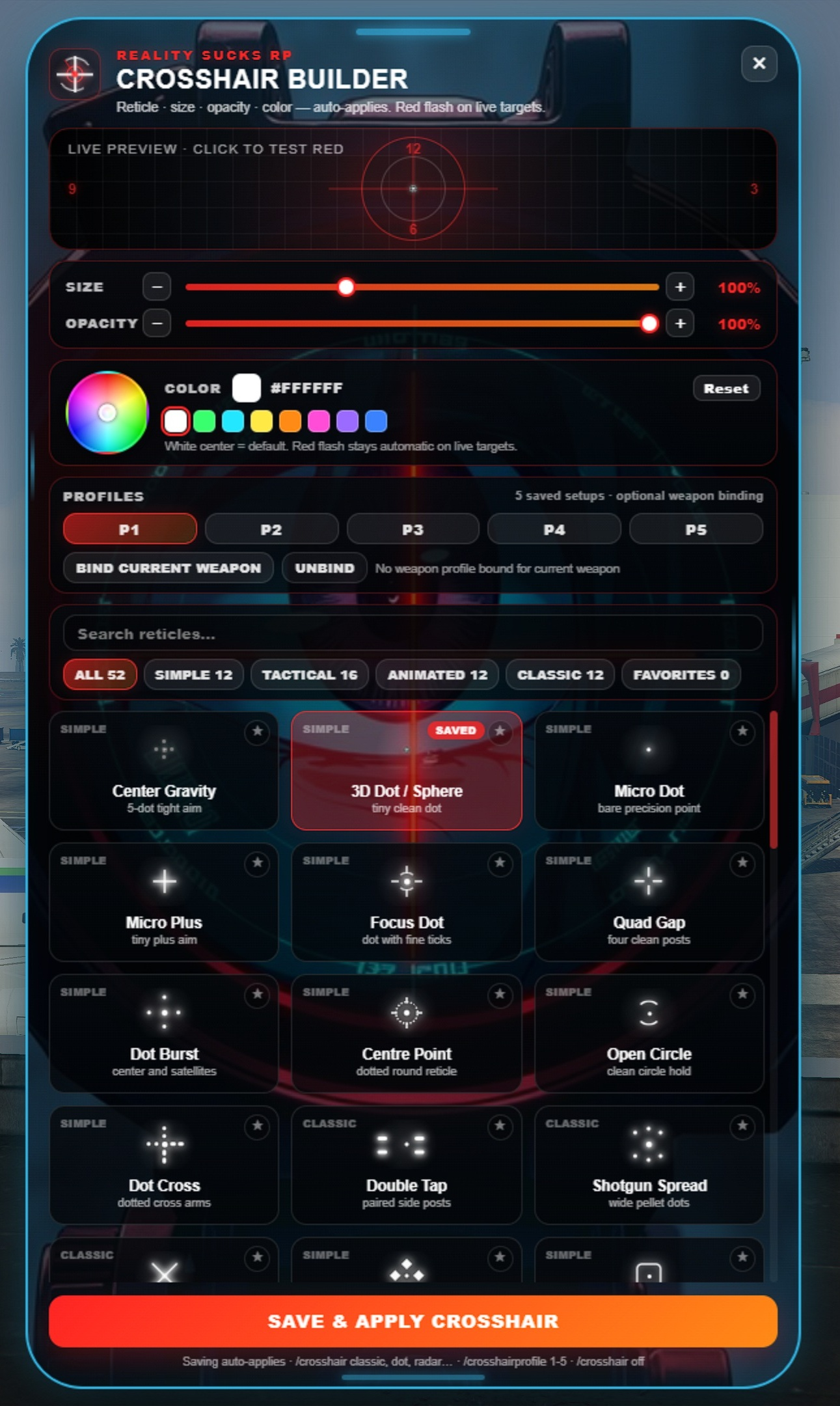 50+ Crosshair Weapon Target Icon | Red Live-Target Detection | Weapon Binding