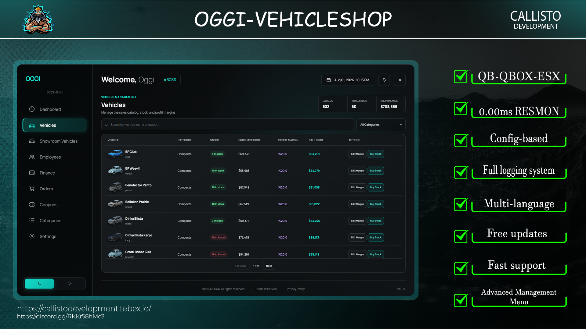 Advanced VehicleShop Script for QBCore/QBox/ESX (Escrow)