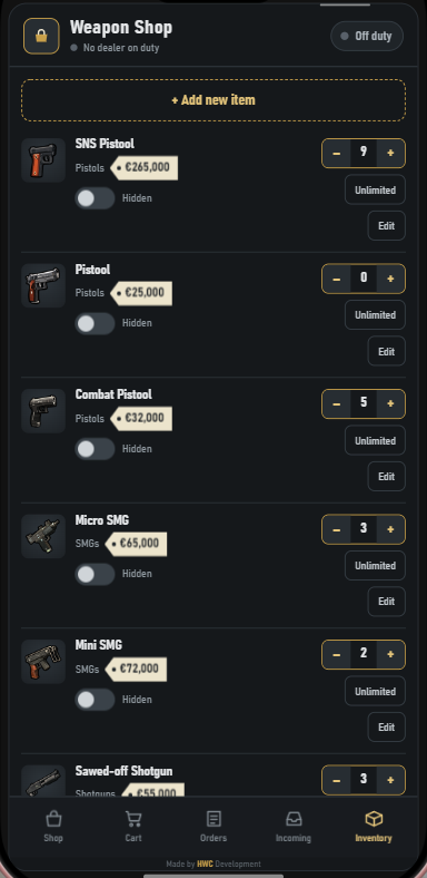 HWC Weapon Shop