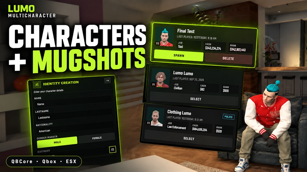 Lumo Character Pack — Multicharacter + Spawn (Escrow)