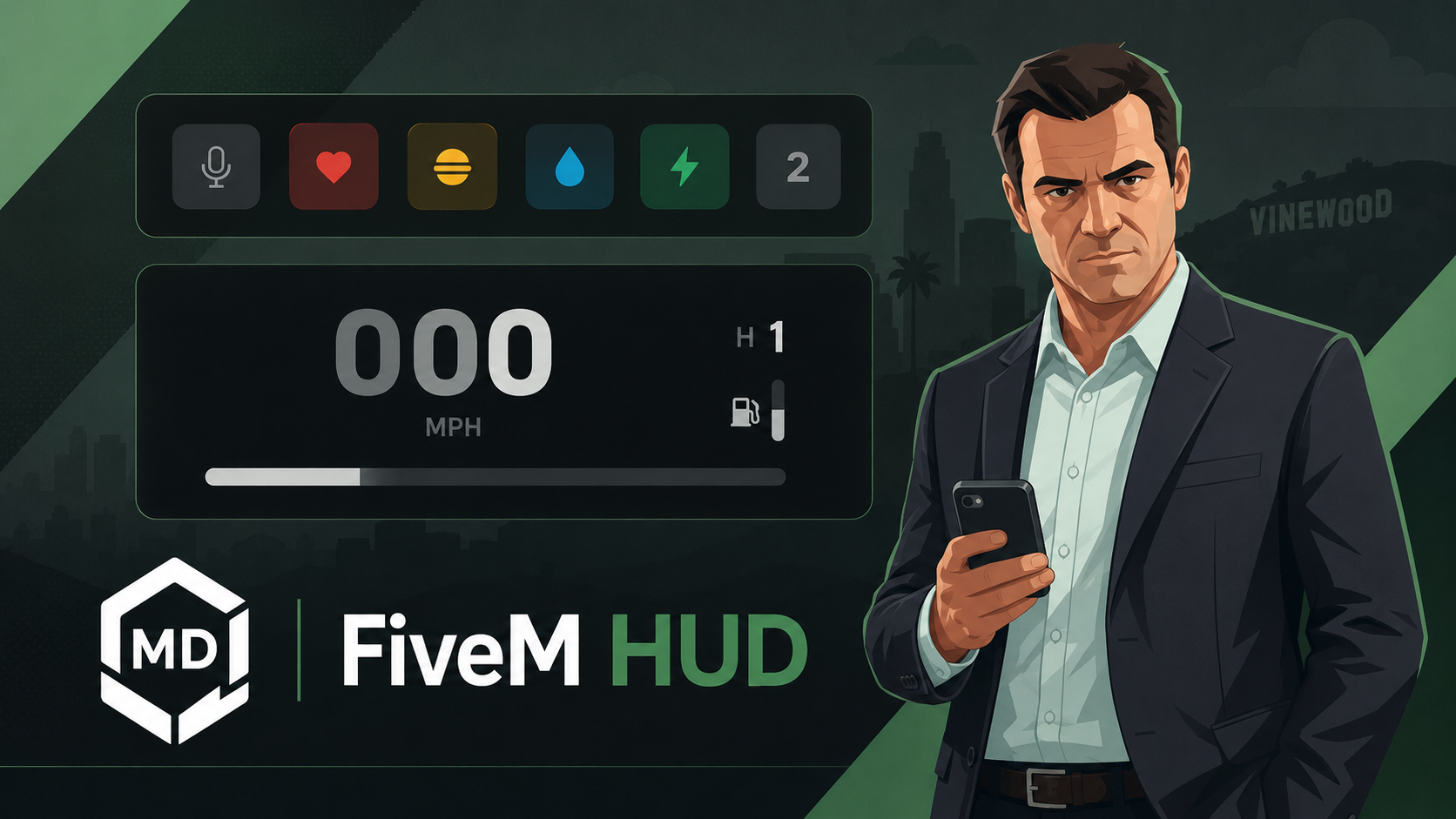 MD HUD | Minimalist, fully customizable FiveM Player & Vehicle HUD