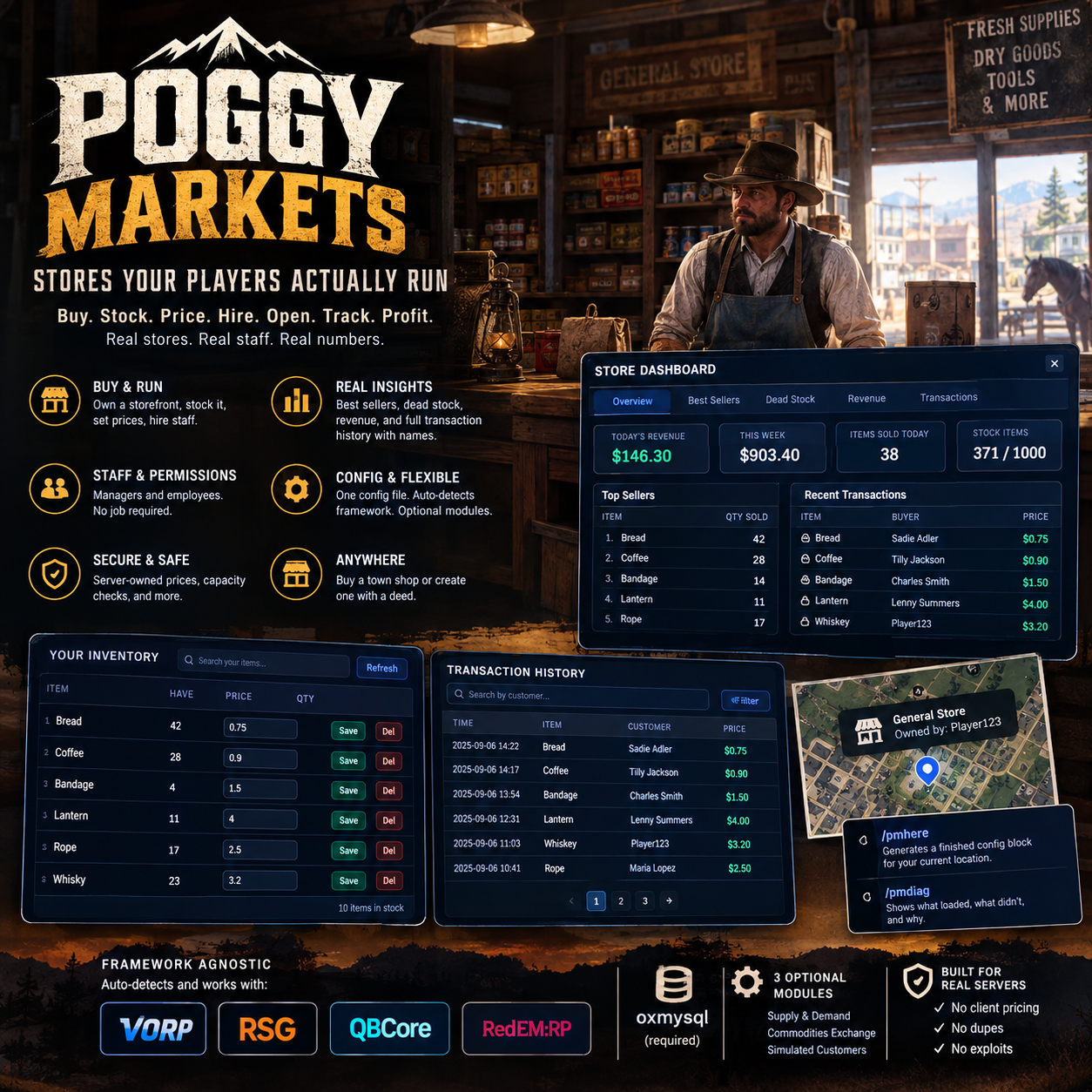 Poggy Markets — RedM script key art