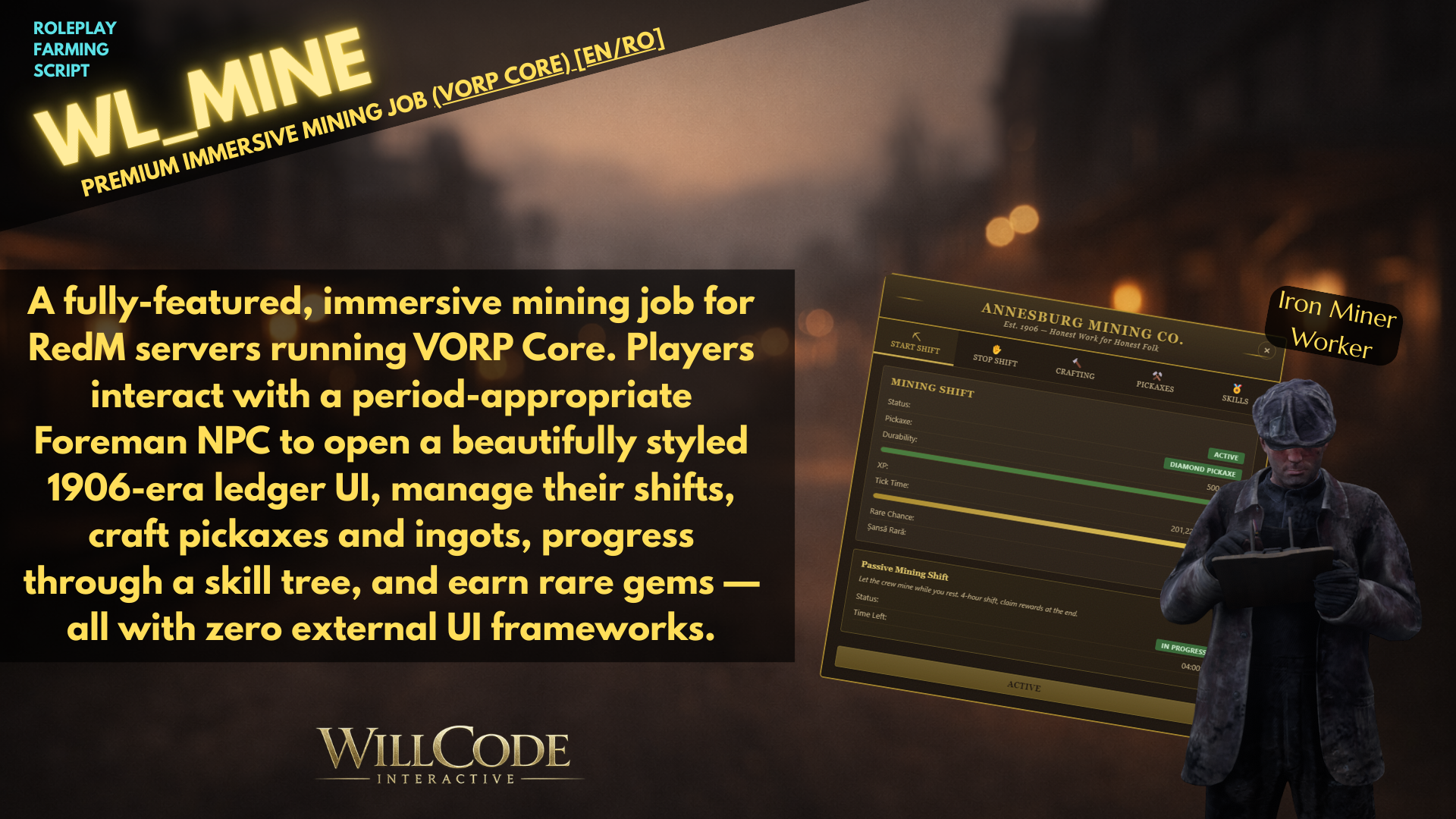 ⛏️ wl_minerjob — Premium Mining Job for RedM (VORP Core) [EN/RO]