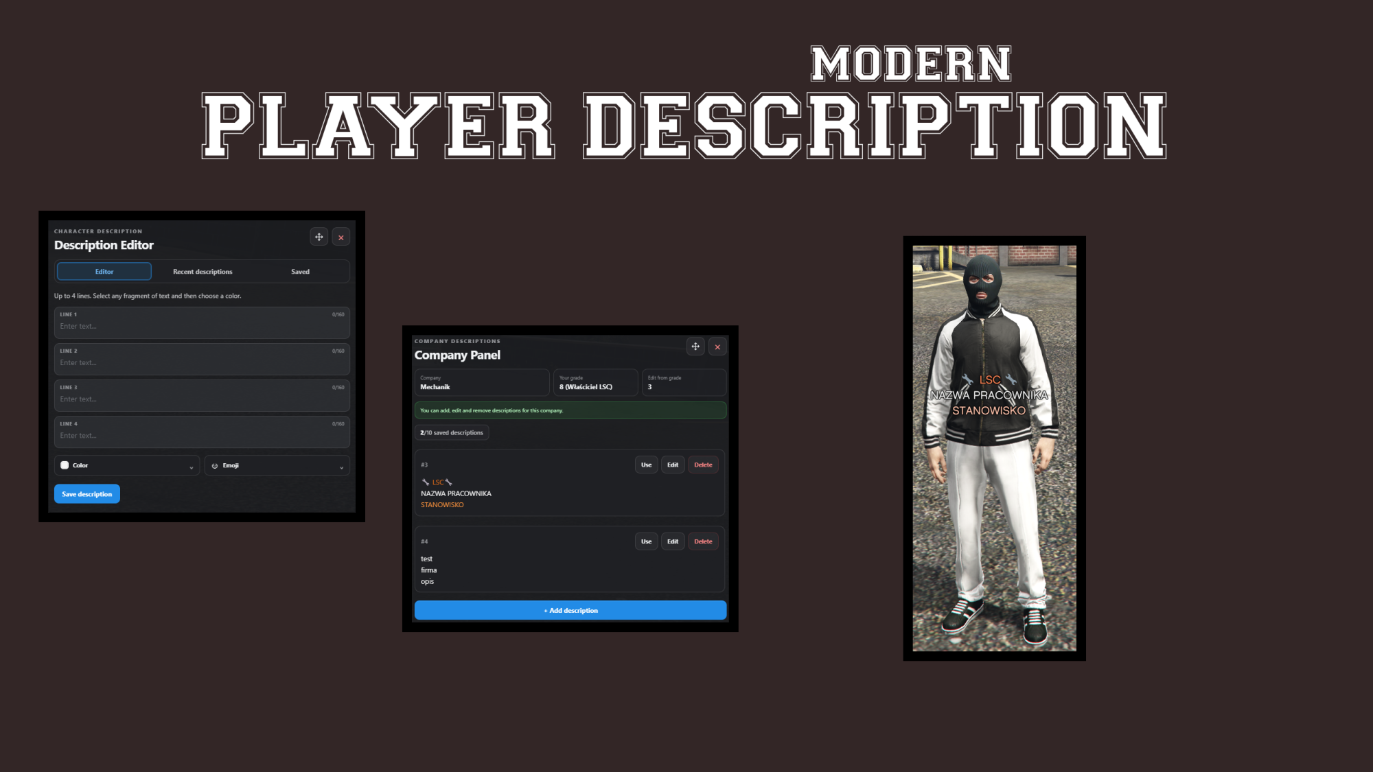 [ESX/QB][STANDALONE] [ESCROW] Modern 3D Description System