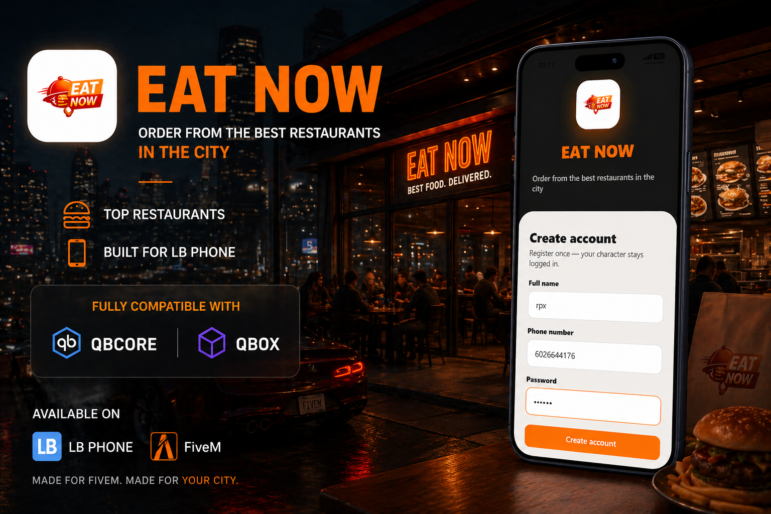 EAT NOW — Food Ordering App for LB Phone
