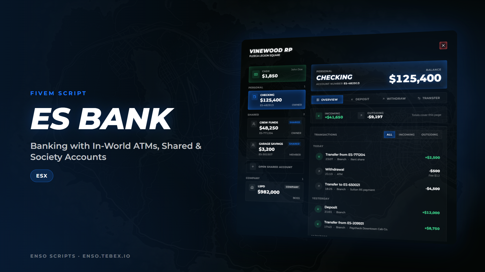 ES Bank — Banking with In-World ATMs, Shared & Society Accounts [ESX]