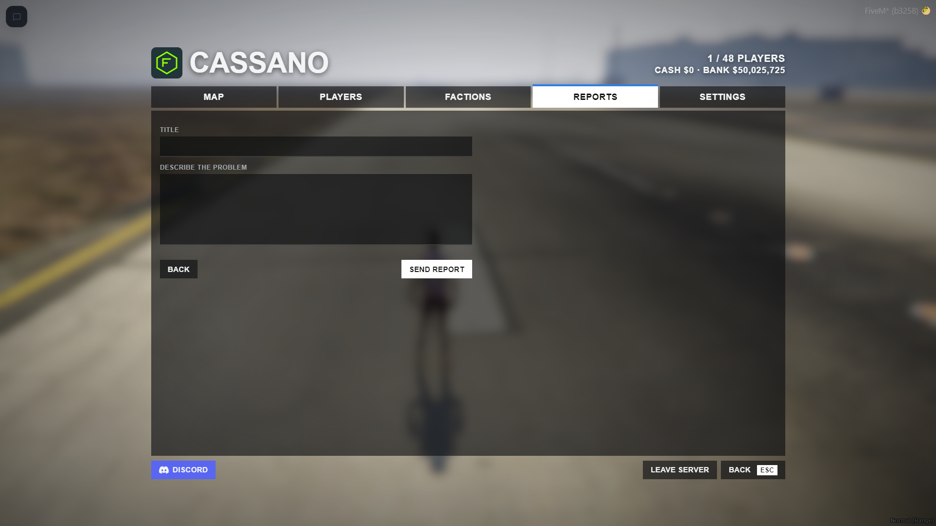 Pause menu