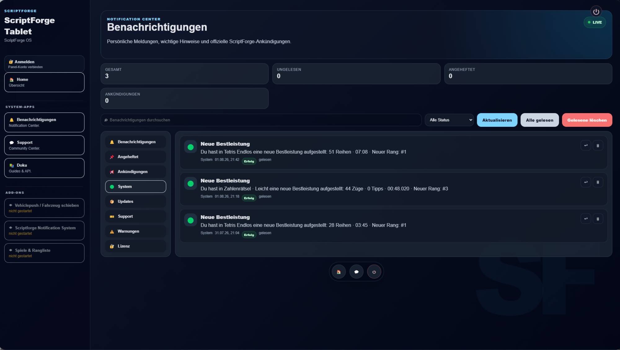 SF Tablet – Zentrale ScriptForge-Plattform für FiveM
