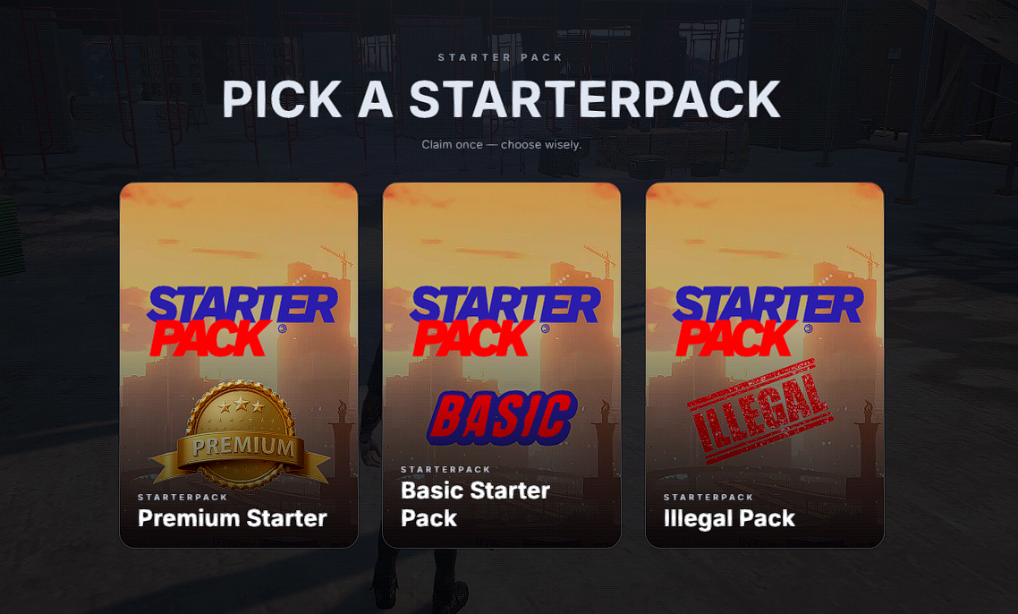 Starterpack Creator — Live In-Game Pack Builder