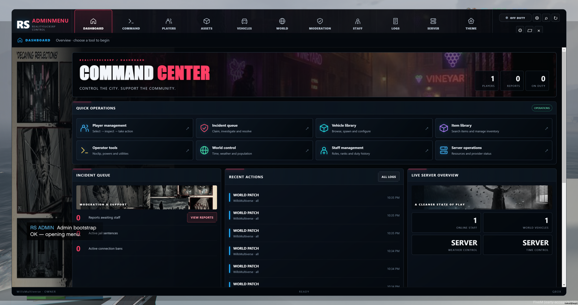 RS Admin Menu — Cinematic FiveM Admin Control Center