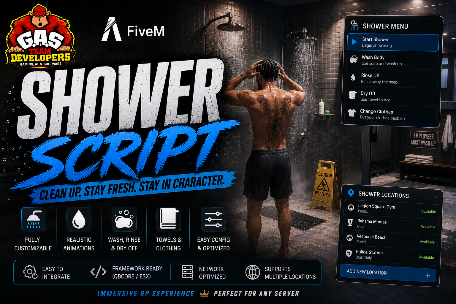 Shower Script for FiveM (Qbox / QBCore)