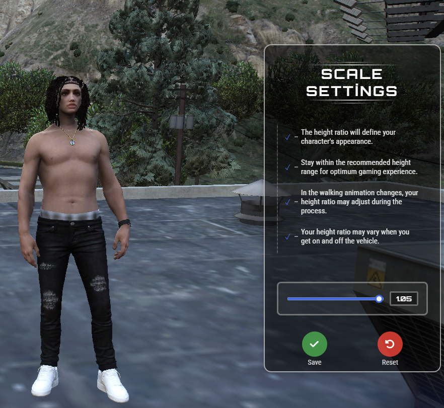 Scale menu access