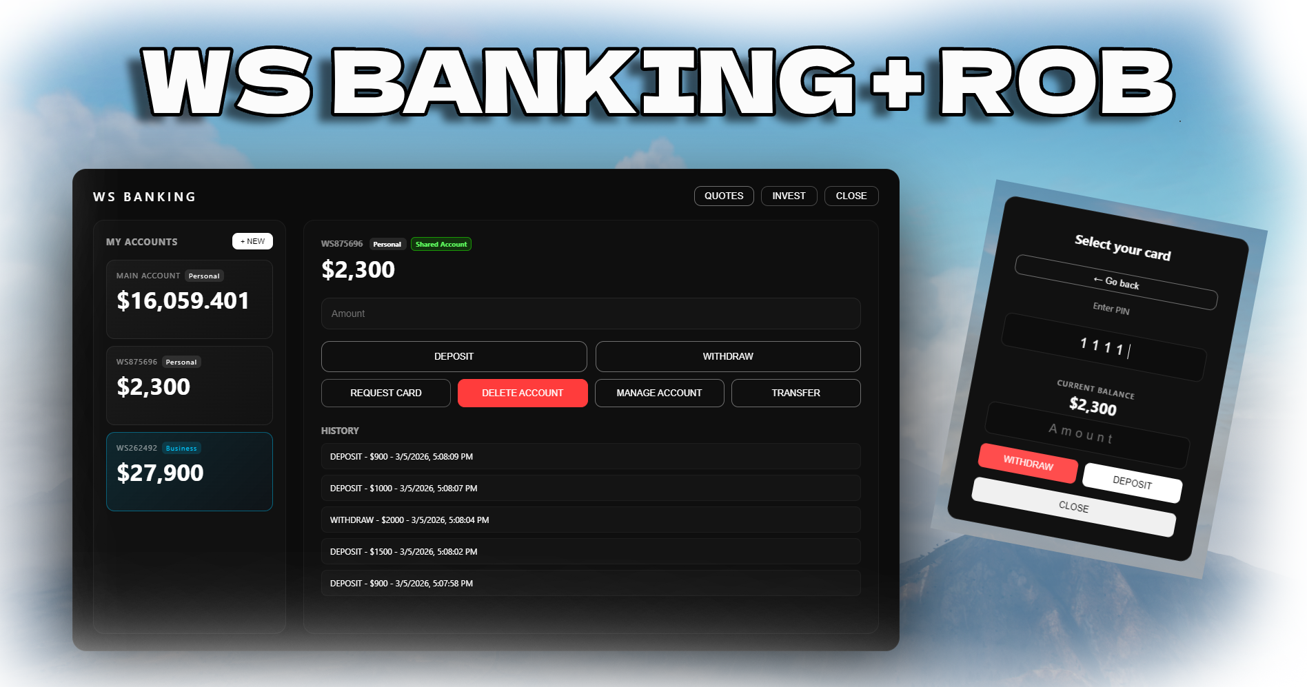 WS BANKING + ROB | QBCORE
