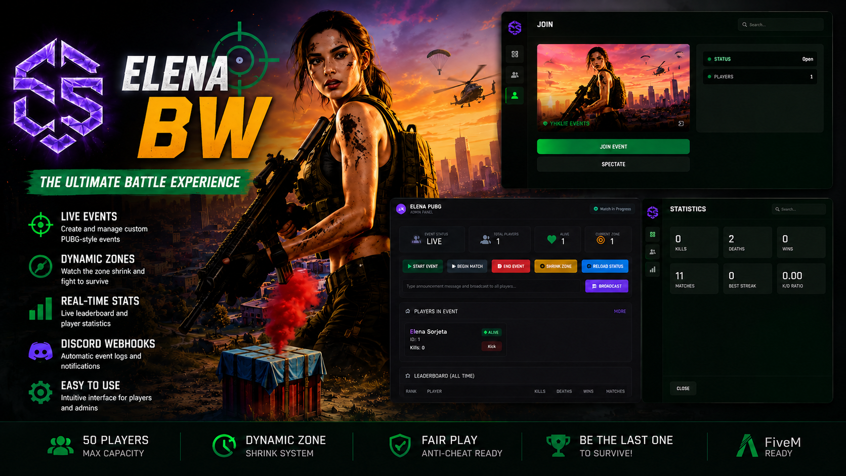 [ESX/QBCore/QBX] Elena BW - Advanced Battle Royale System | Web Admin Panel PRO