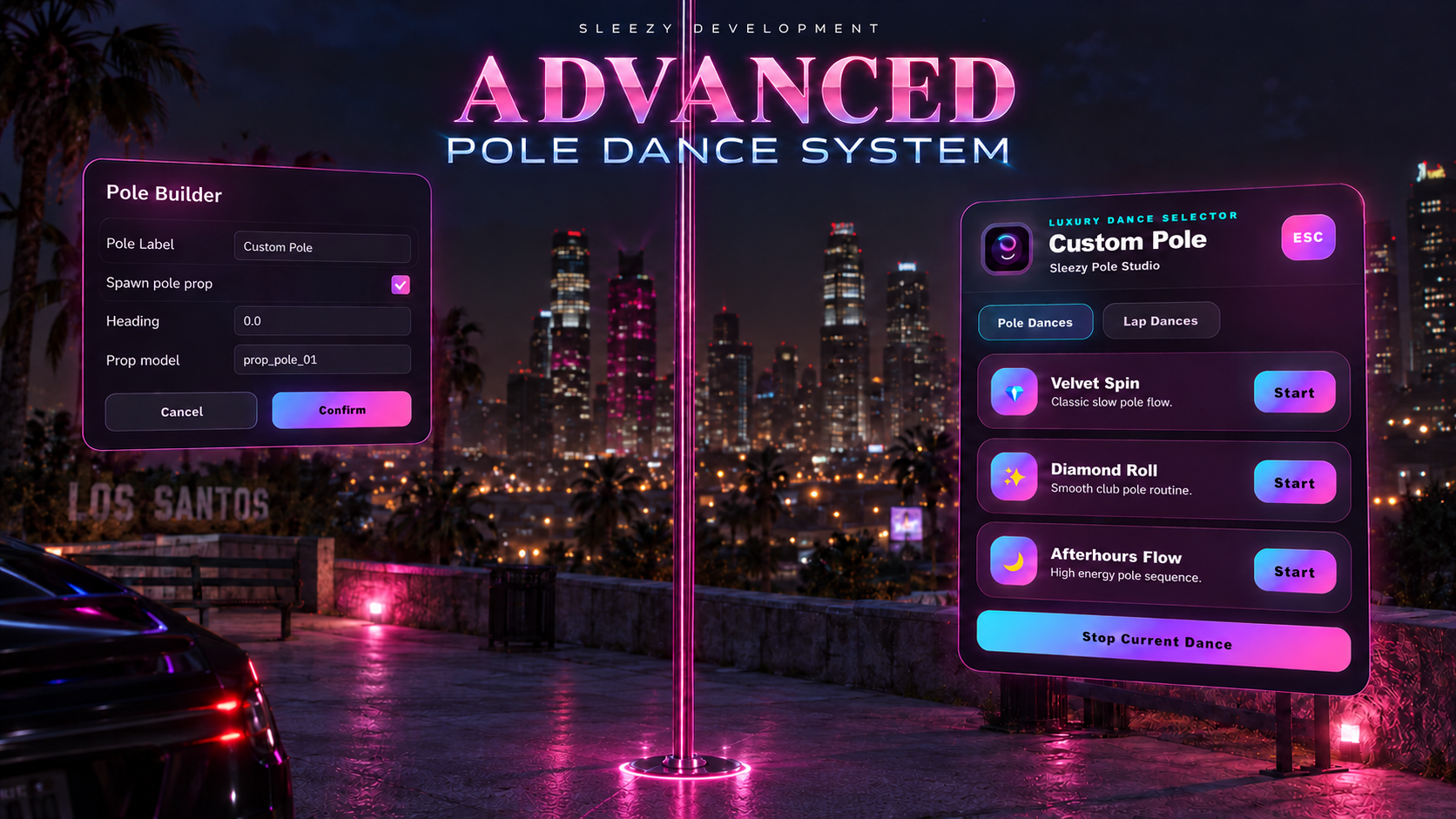 Sleezy Development • Advanced Pole Dance System (ESX, QBCore, Qbox, & Standalone)