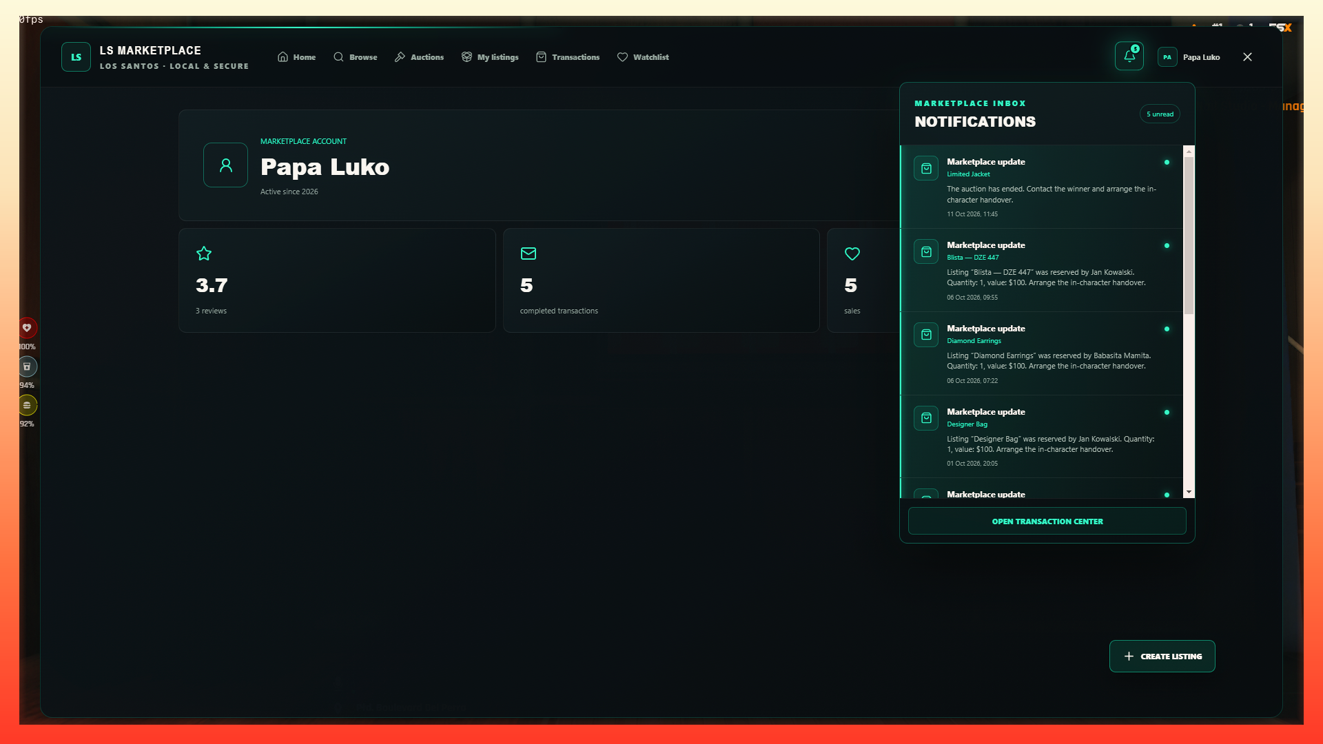 Los Santos Marketplace & Dark Web | Legal & Crime Trading Platform