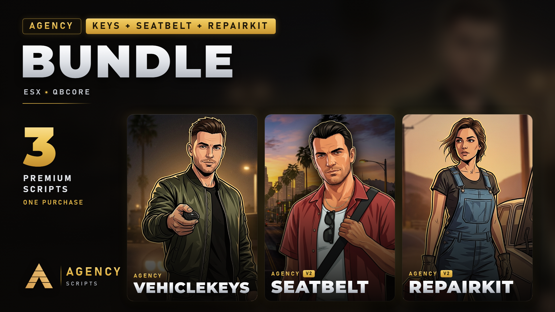 THE ULTIMATE VEHICLE BUNDLE | Vehiclekeys + Seatbelt V2 + Repairkit V2 QB/ESX