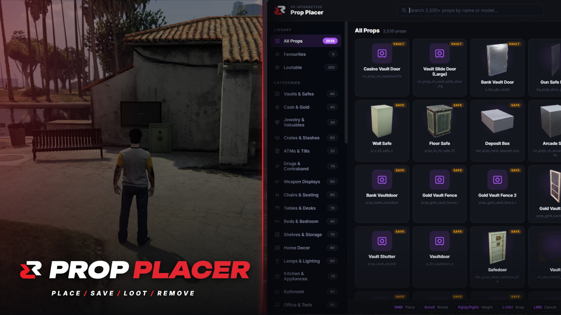 Prop Placer - Place, Save and Loot World Props (Qbox / QBCore)