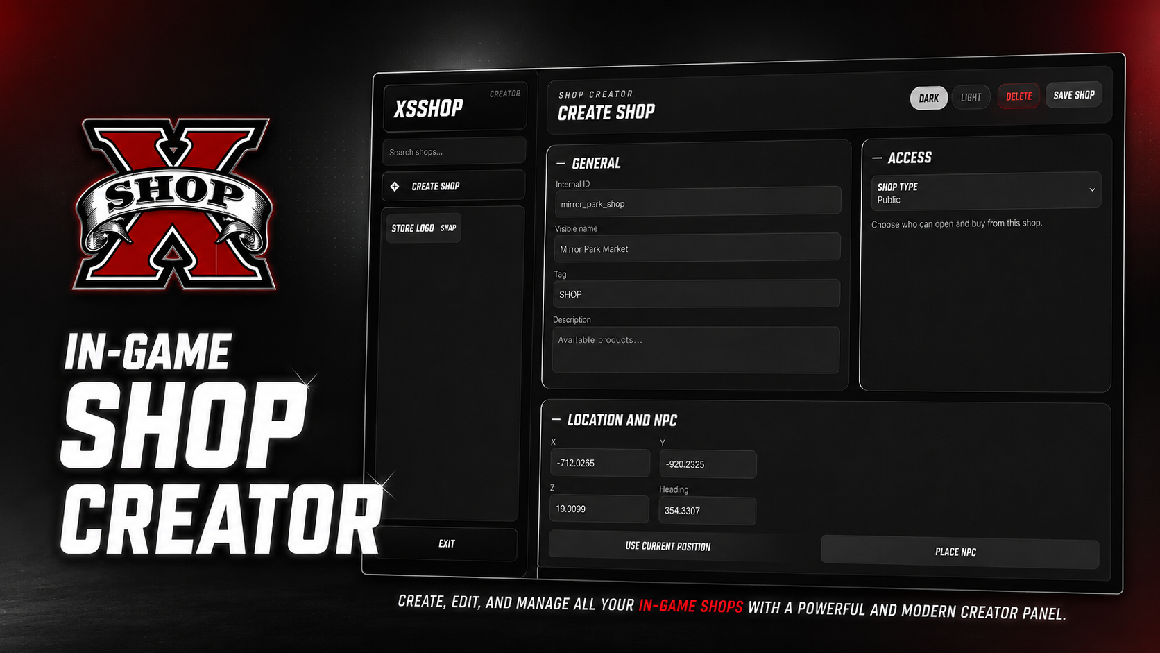 XS SHOP CREATOR