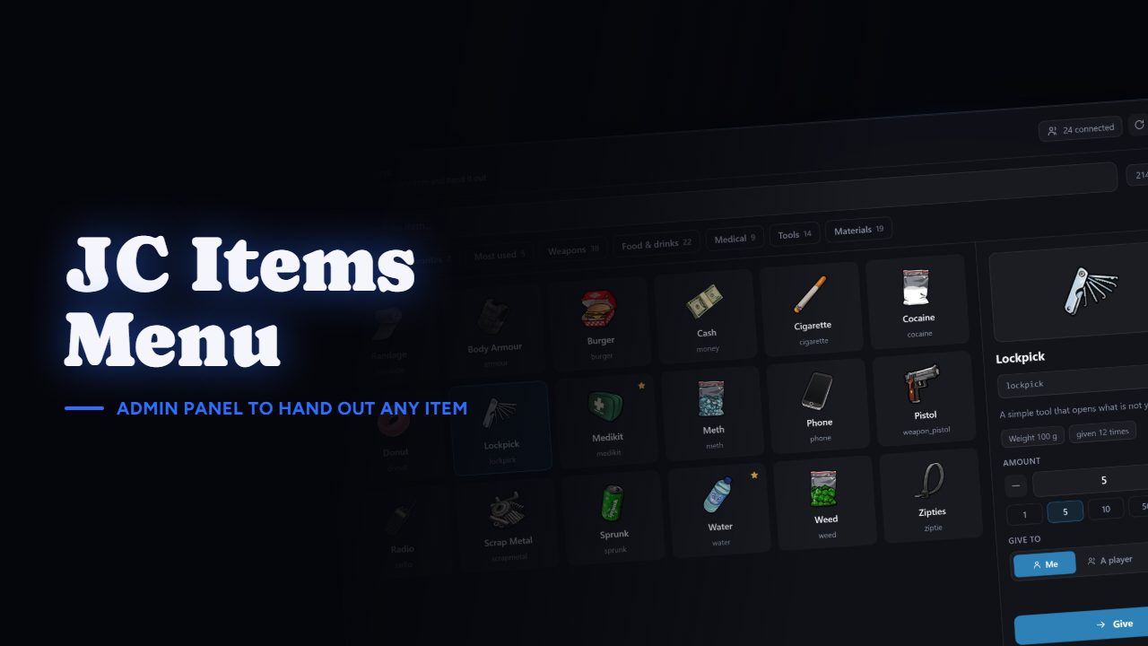 JC Items Menu