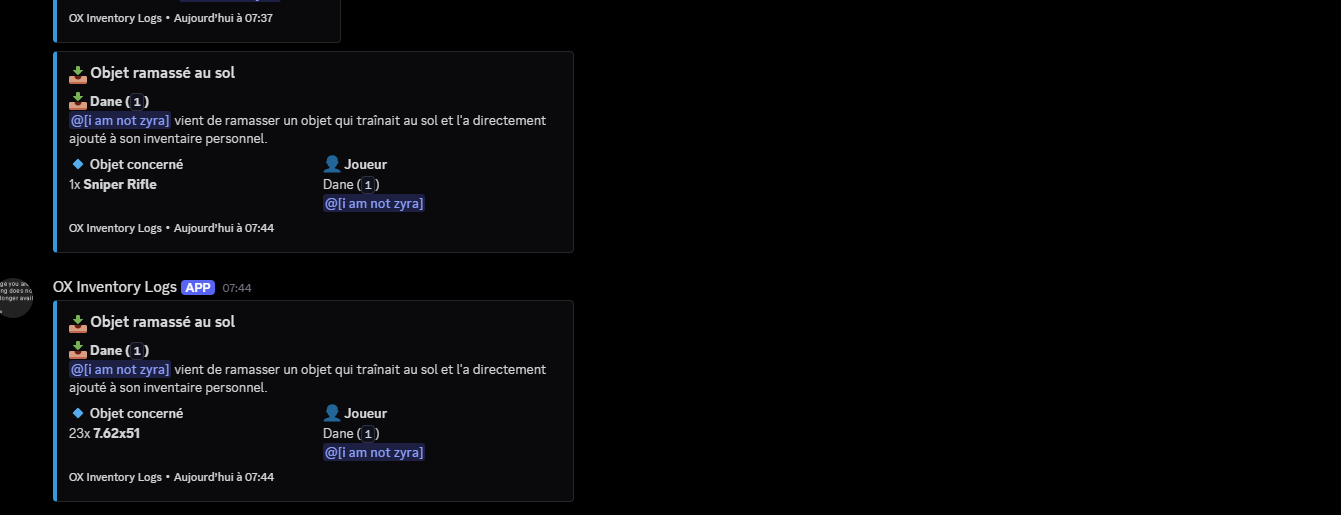 [ZYRA  OX Inventory Logs ]  Logs  {ESCROW}