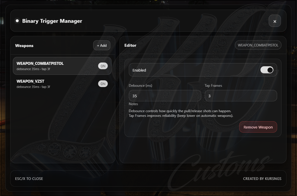 Binary Script (ESX)