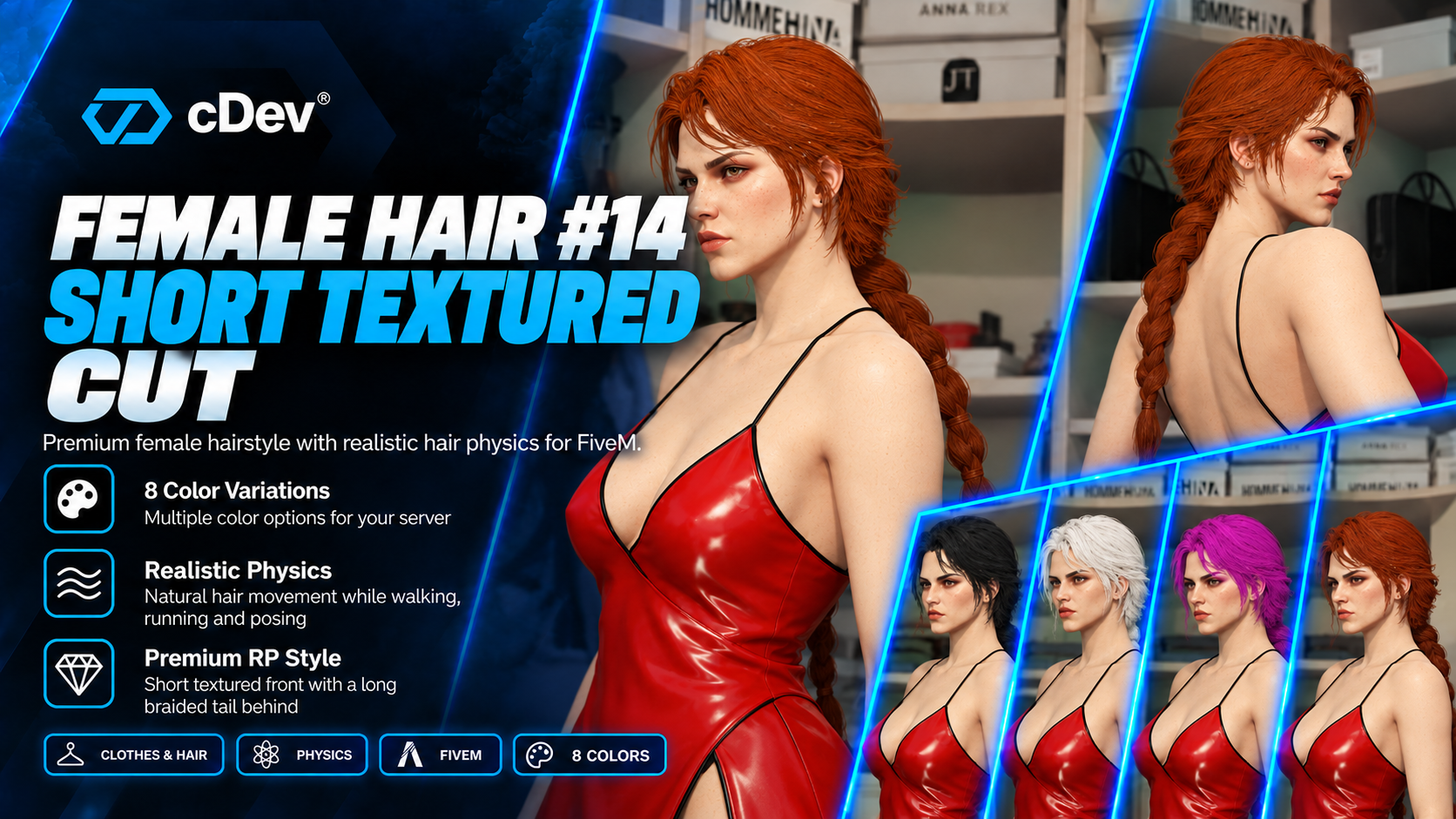 [cDev] Female Hair #14 | Short Textured Cut | Physics | 8 Colors