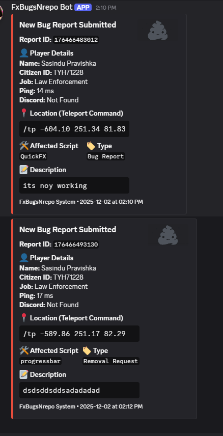 FxBugsNrepo | The Ultimate FiveM Report Menu + Discord Logs