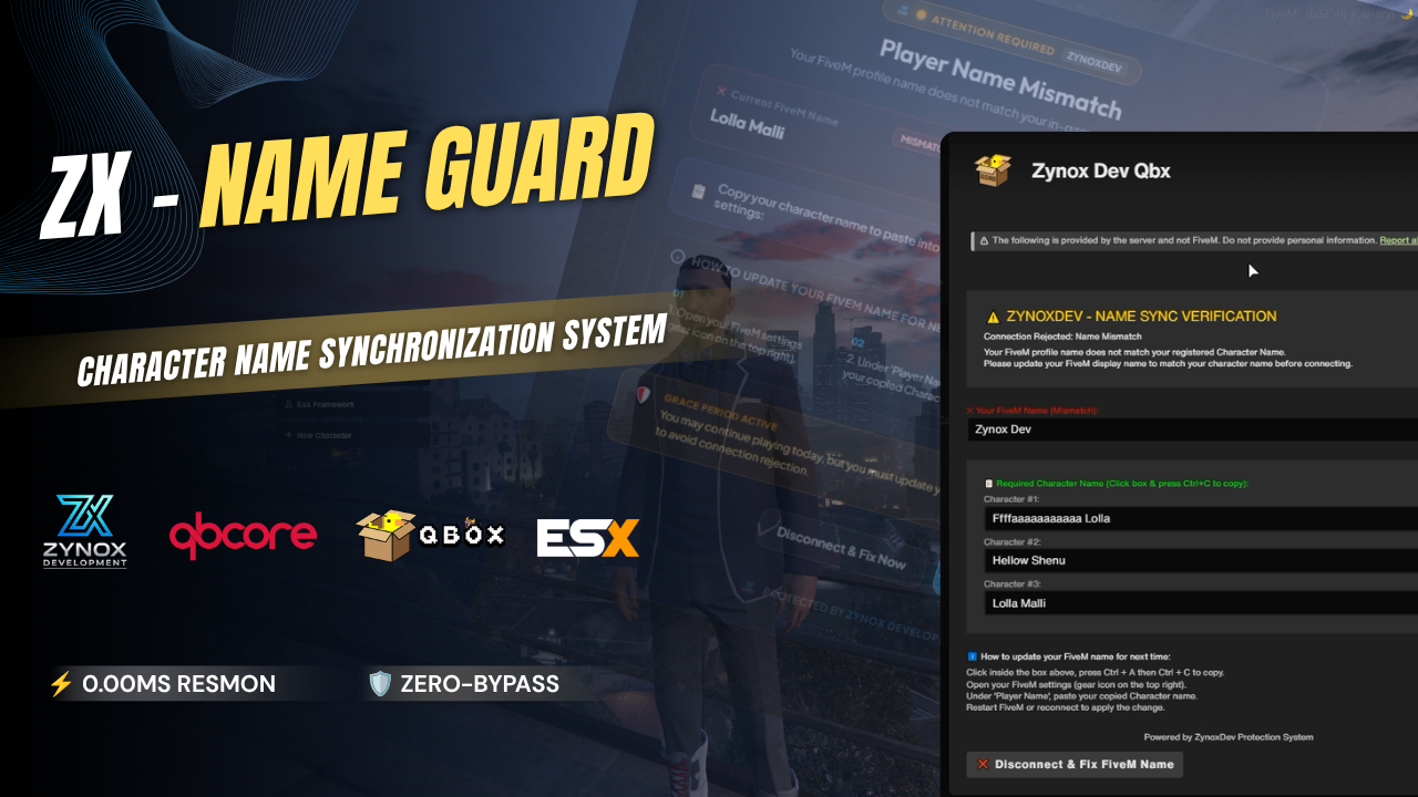 ZX - Name Guard | Character Name Synchronization System