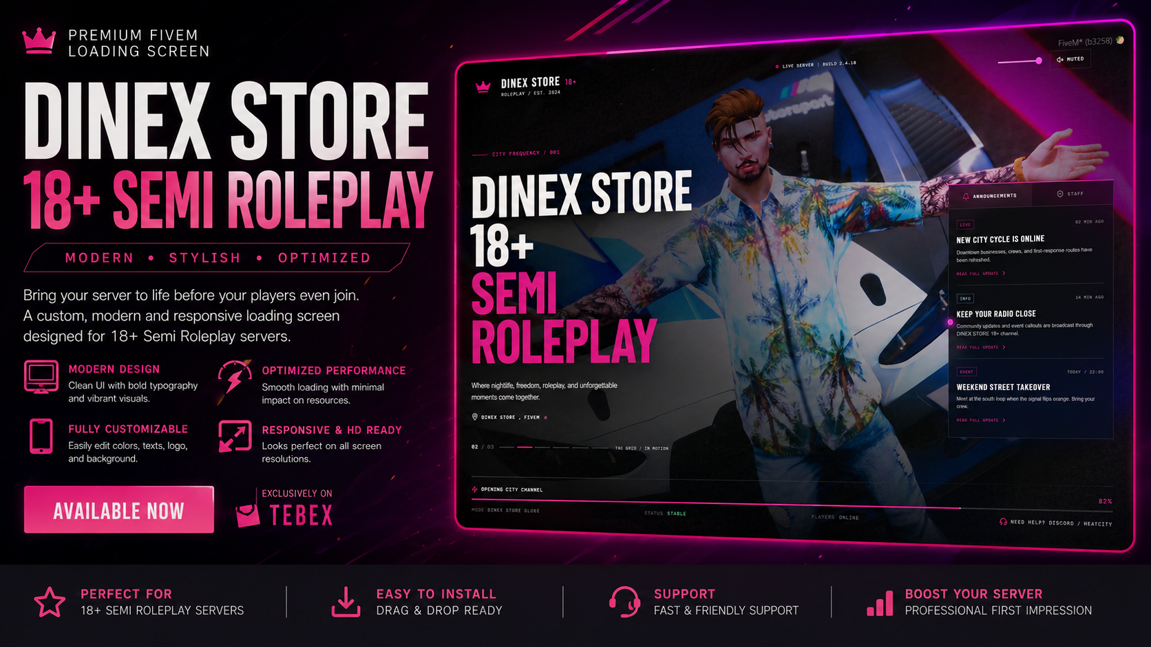 DINEX LOADING V2 - PREMIUM FIVEM LOADING SCREEN  MODERN HTML • CSS • JAVASCRIPT LOADING SCREEN