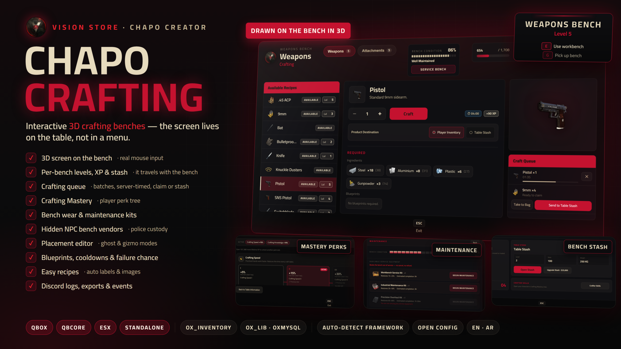 FiveM 3D Crafting System – Vision Crafting Benches Script