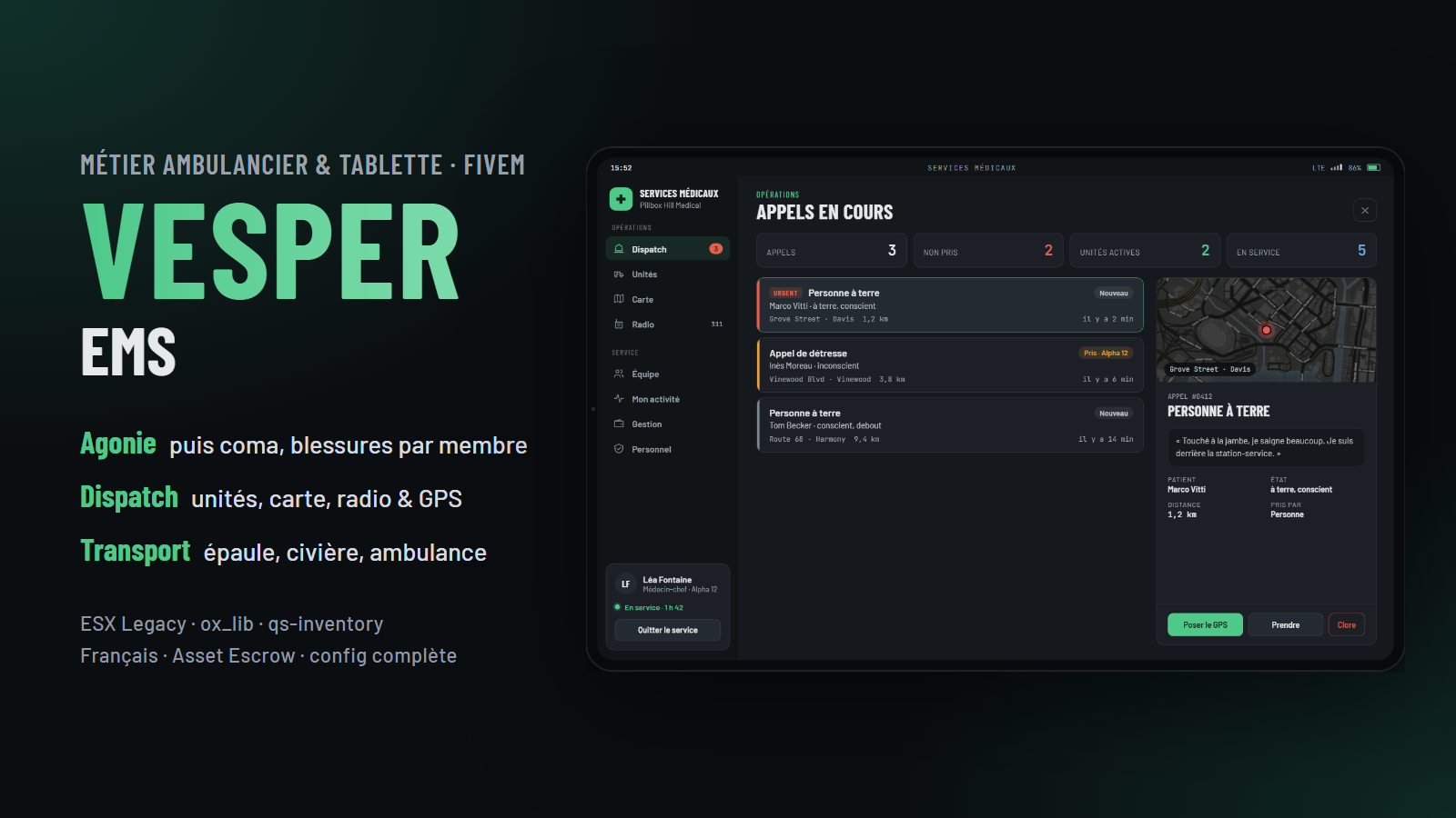 Vesper EMS — Métier ambulancier & tablette
