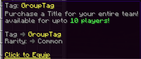 Group Tag/Title (Upto 15 players)