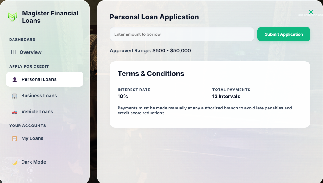 [ESCROWED] Magister Loans - #1 Financial Loans,  Credit System, and Debt Collection Business.