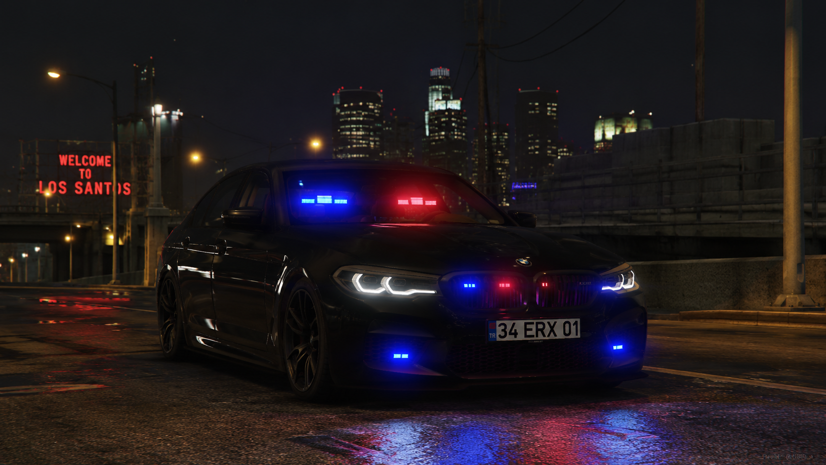 Vehicle with Flashing Lights