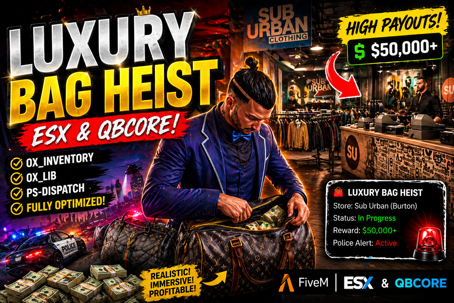 🚨Luxury Clothing Store Robbery ESX & QB🚨