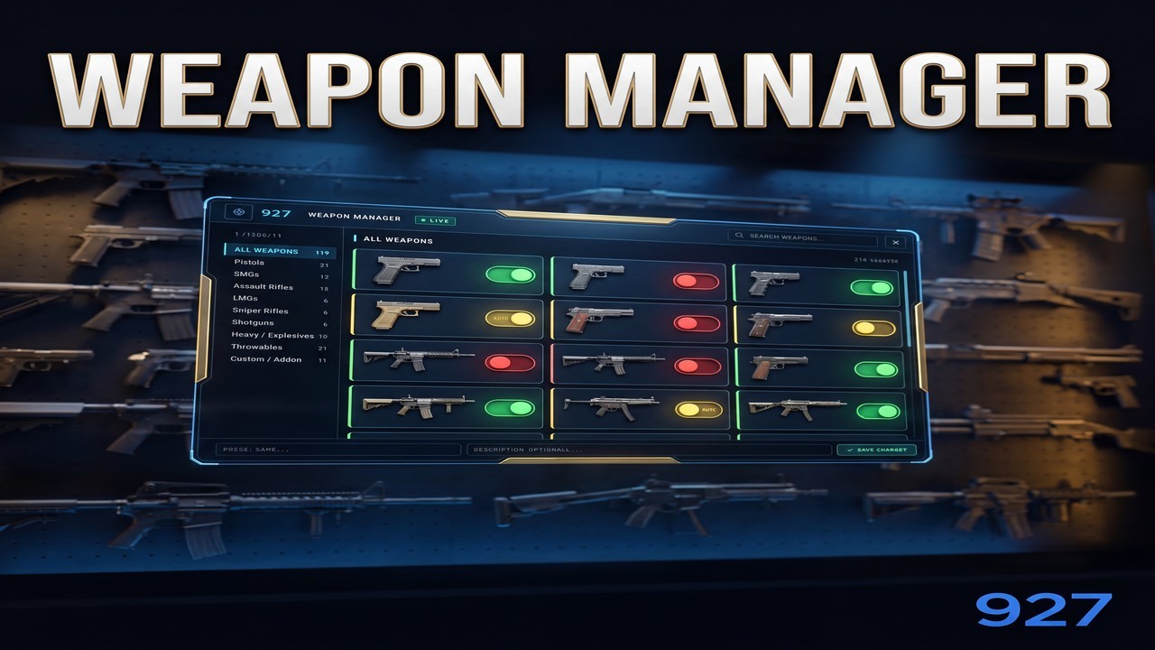 FiveM Weapon Manager — 927 Server Weapon Control & Restriction Panel