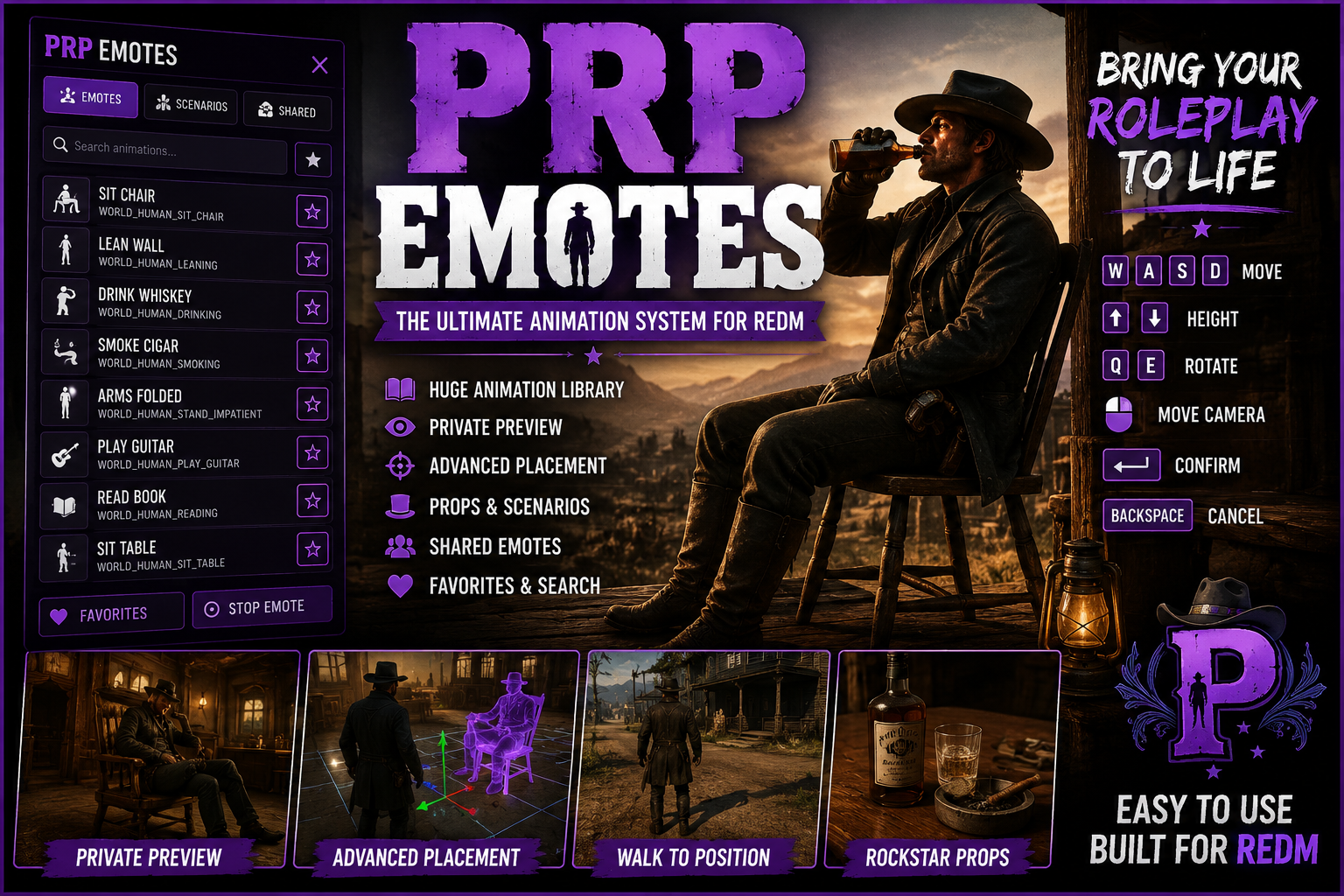 💜 ProjectLS - (PRP Emotes) — Advanced RedM Emote & Animation System