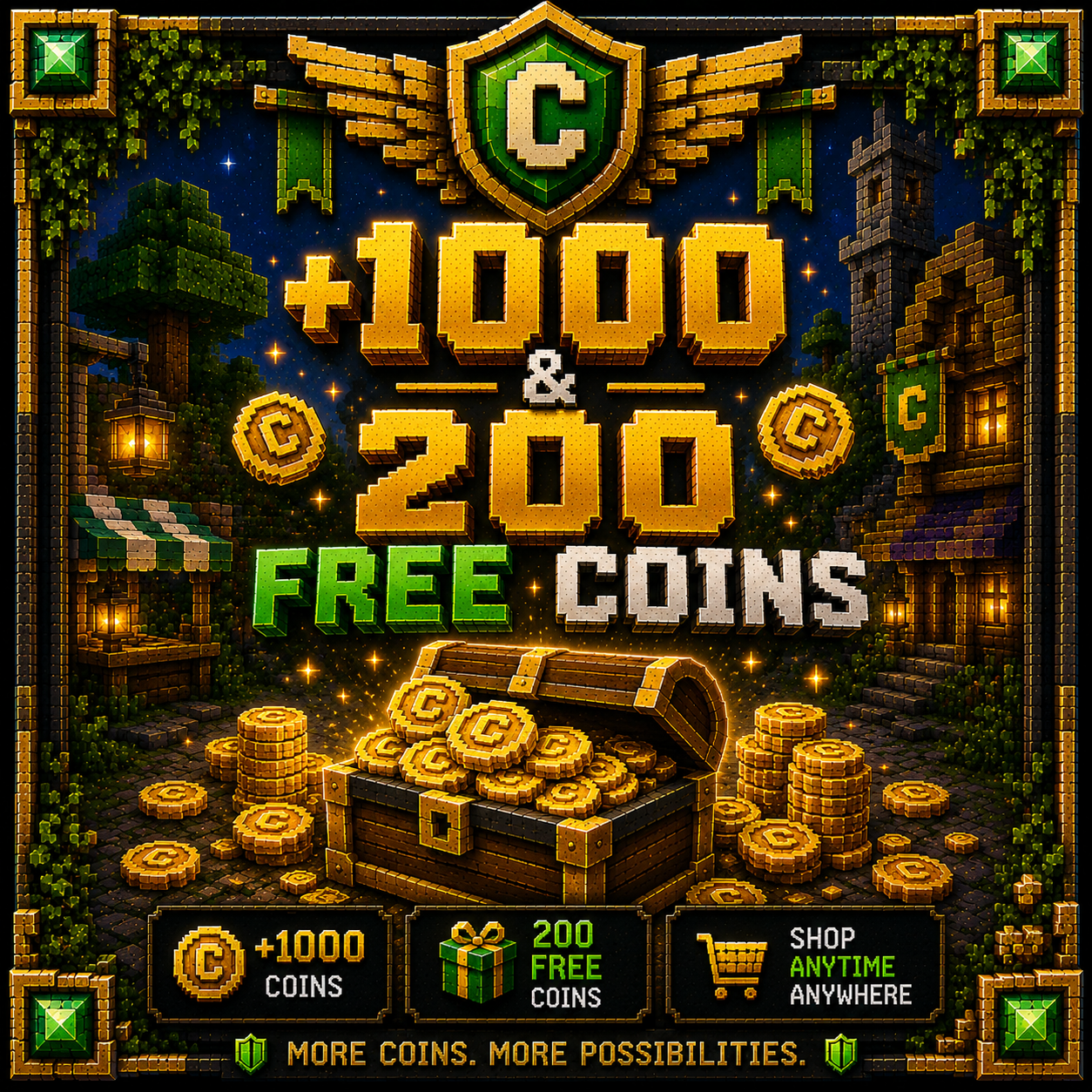 +1000 & 200 FREE COINS