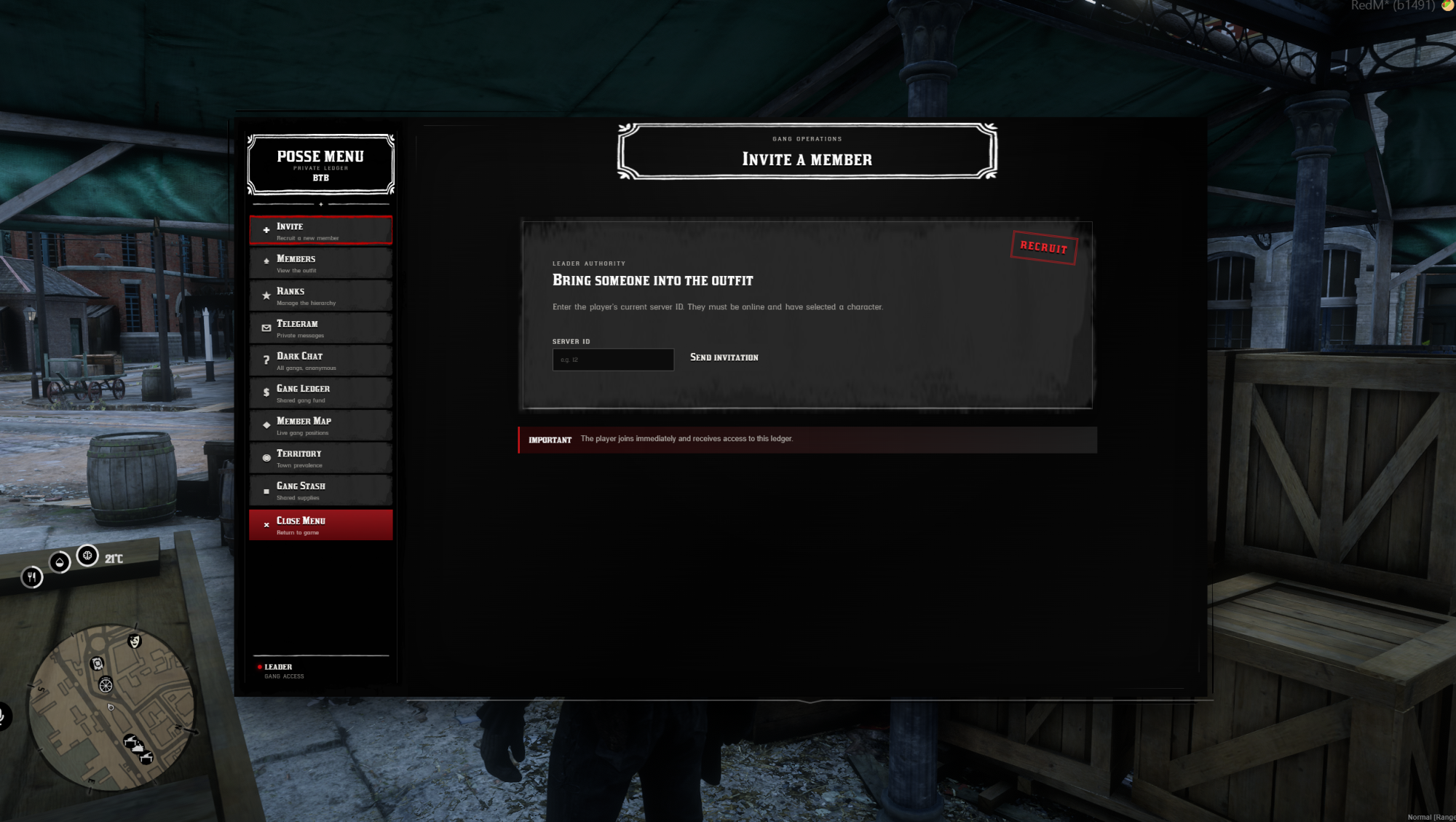 VORP Gang / Possee Menu