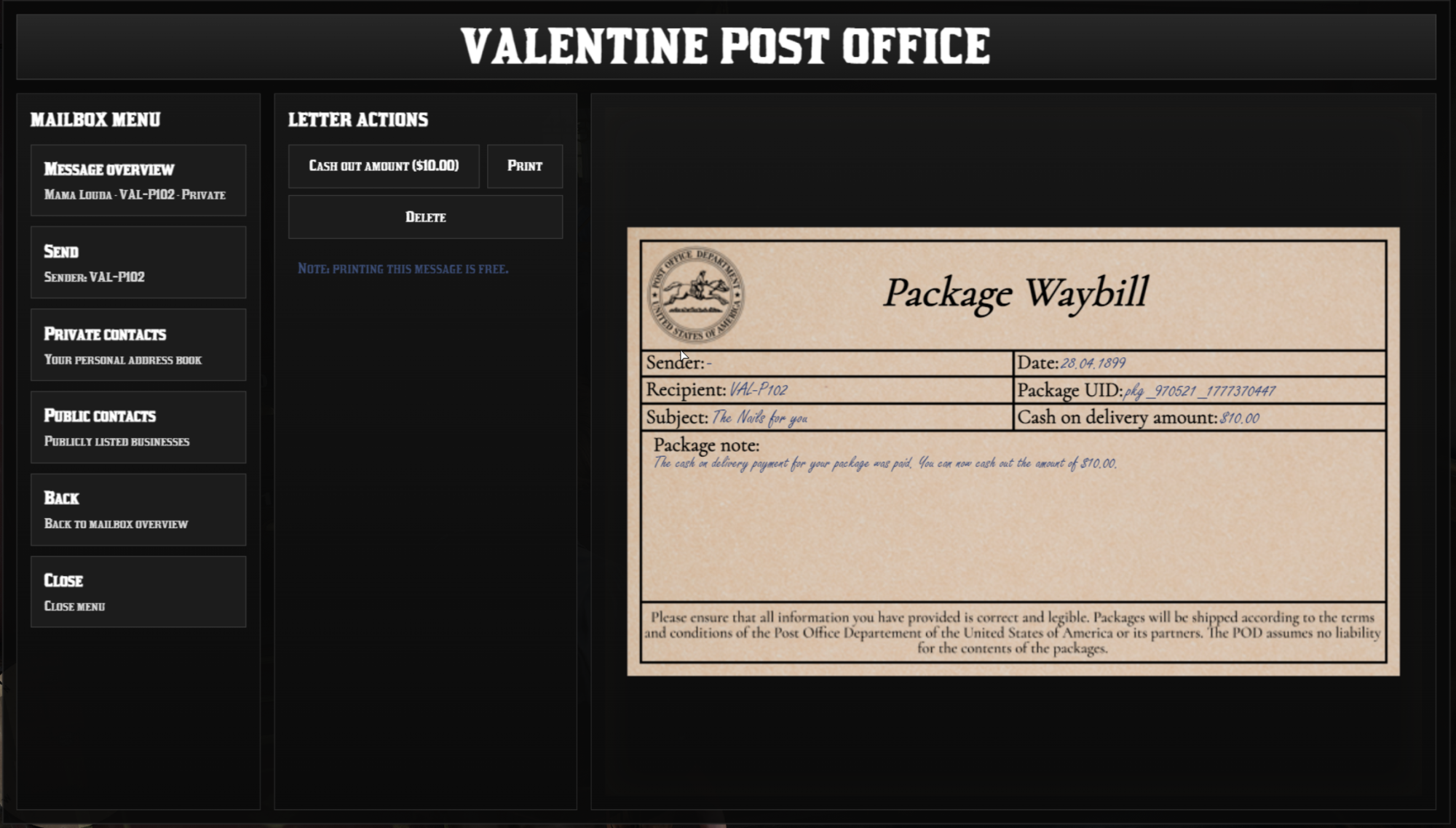 MF_Postal_Service - An immersive Mailing Script