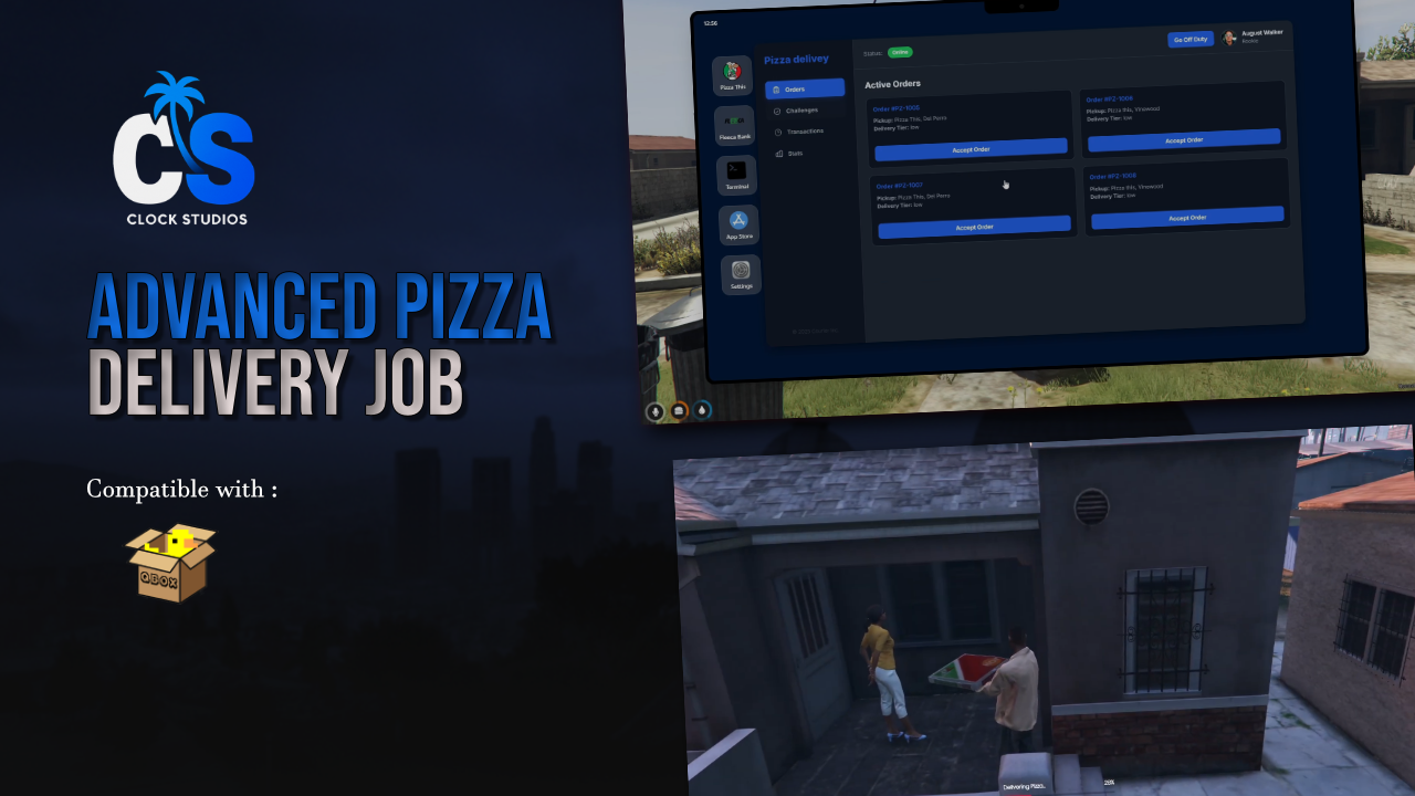Advanced Pizza Delivery Job | FiveM Script (only works on q-box)