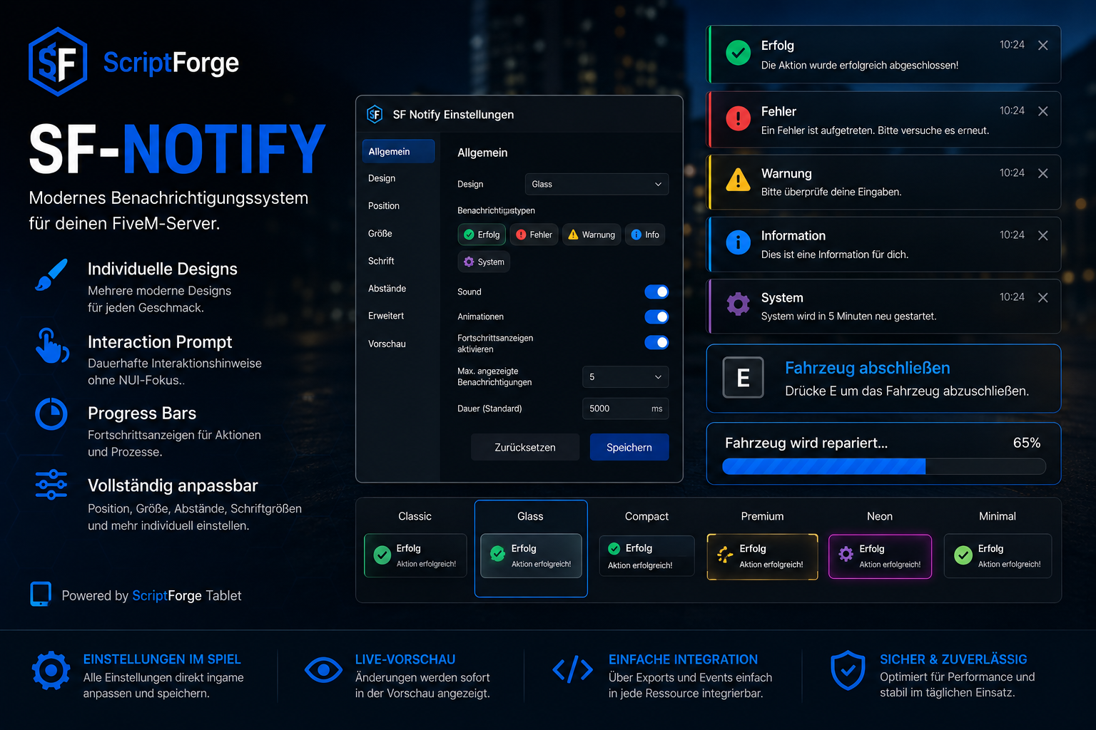 SF Notify – Notifications, Interaction & Progress für FiveM